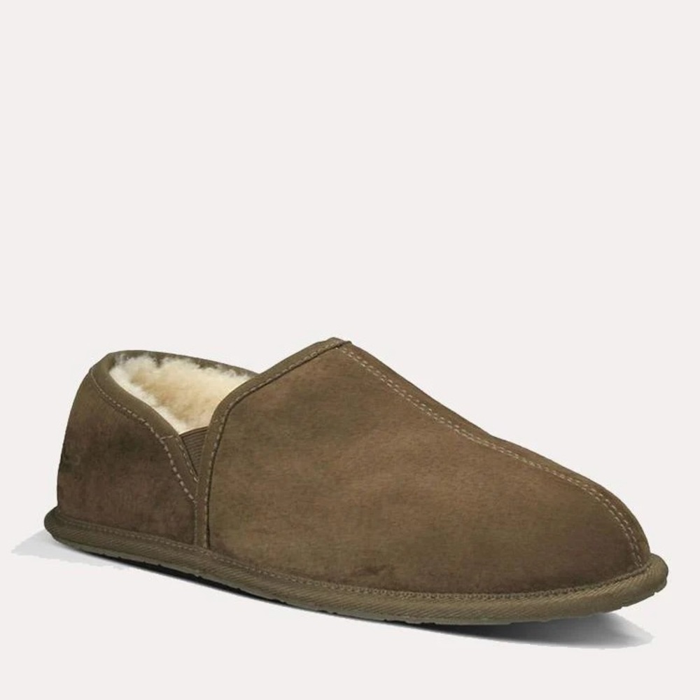 UGG Men's Scuff Romeo Brown Suede Shearling Slippers, Size 11